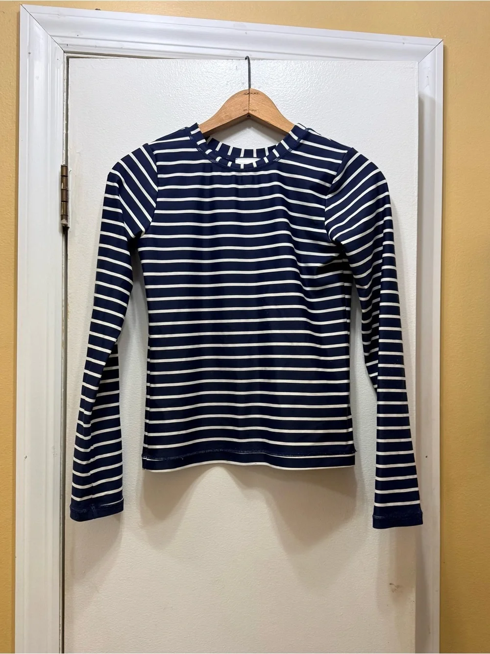 Hanna Andersson Navy and White Striped Long Sleeve Rash Guard! EUC